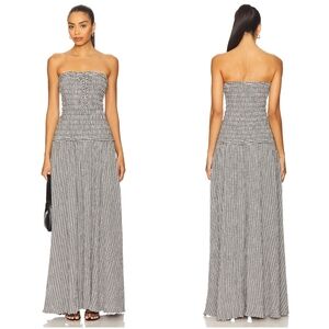NWT Lovers + Friends Gale Seersucker Strapless Maxi Dress Large